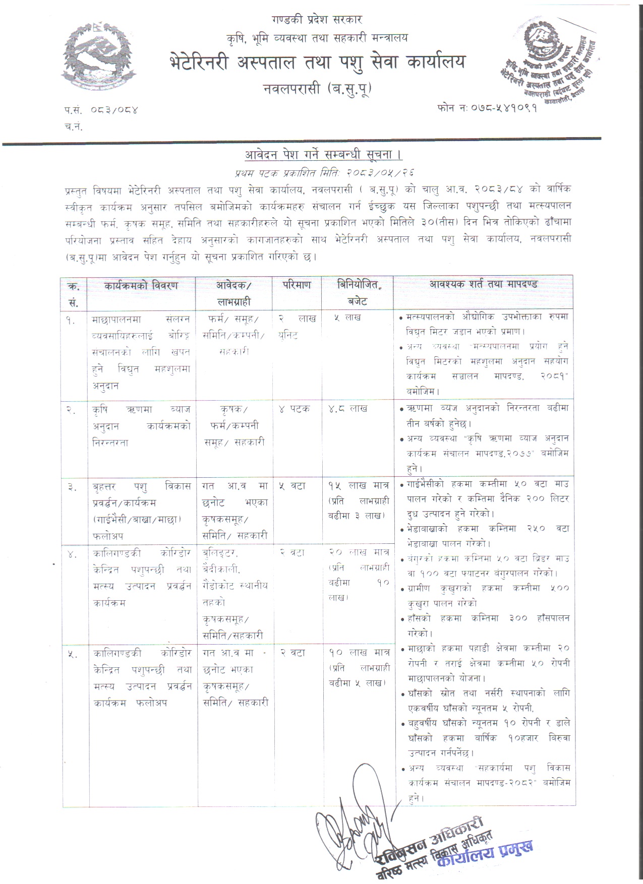 आवेदन पेश गर्ने सम्बन्धी सूचना